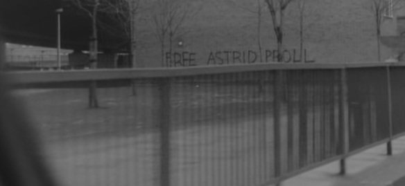 "Free Astrid Proll" graffitiin West London from Christopher Petit's film "Radio On"